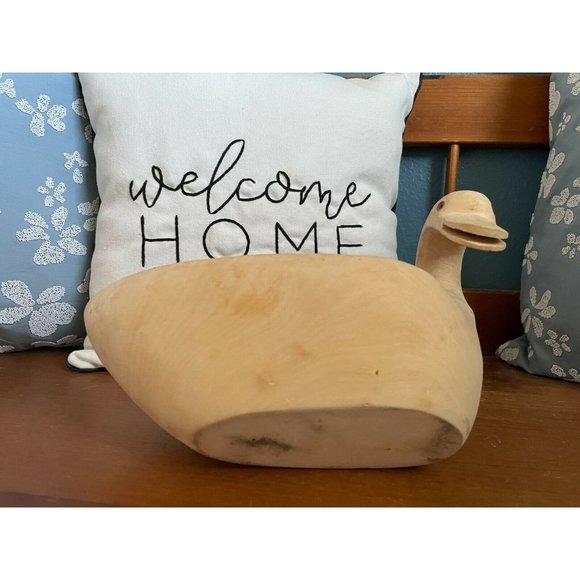 Carved Wooden Duck Bowl, Natural look, Farmouse Decor Servingware - Picture 6 of 7